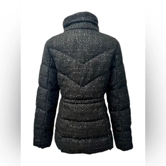 🆕 Bernardo Tweed Puffer Coat Jacket Black Shimmer Women’s Size Small NWT - Picture 3 of 8